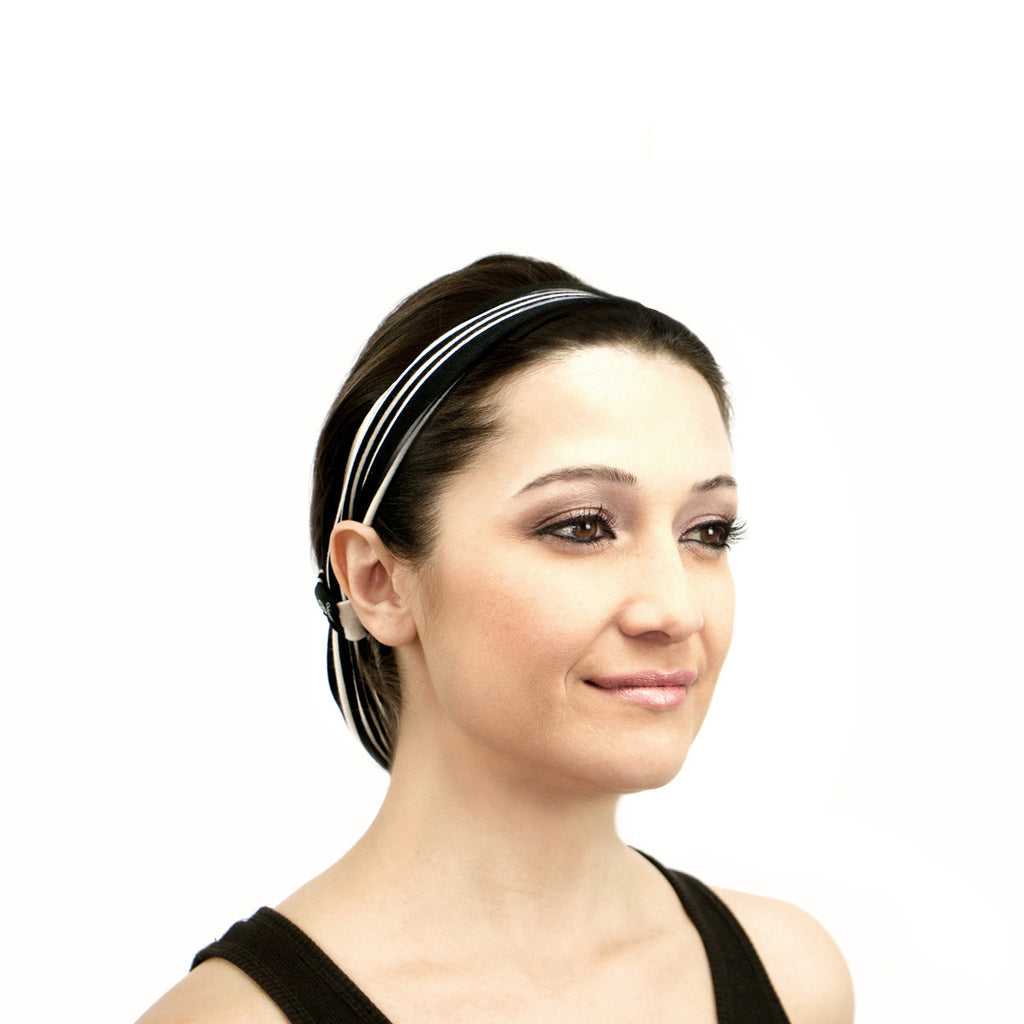 Rokaroo Headband - Black with Varied White Stripes