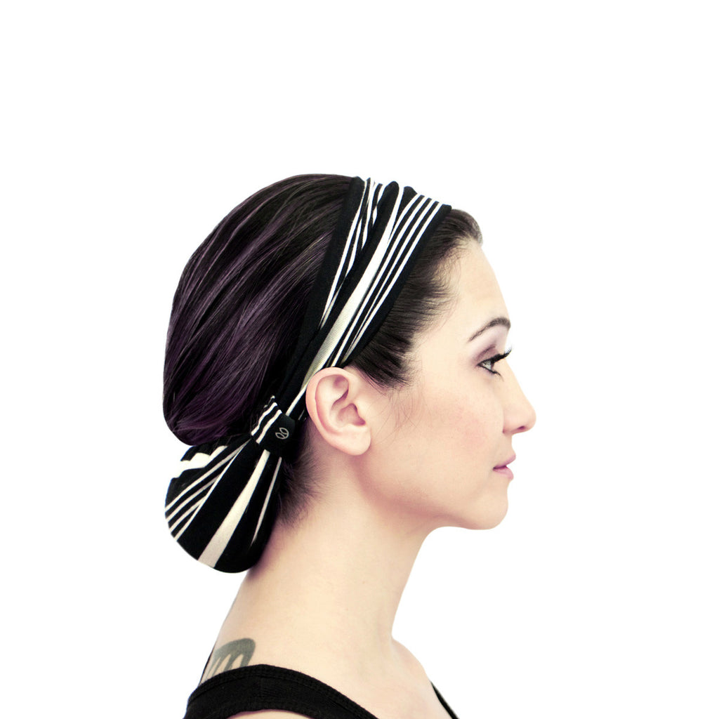 Rokaroo Headband - Black with Varied White Stripes