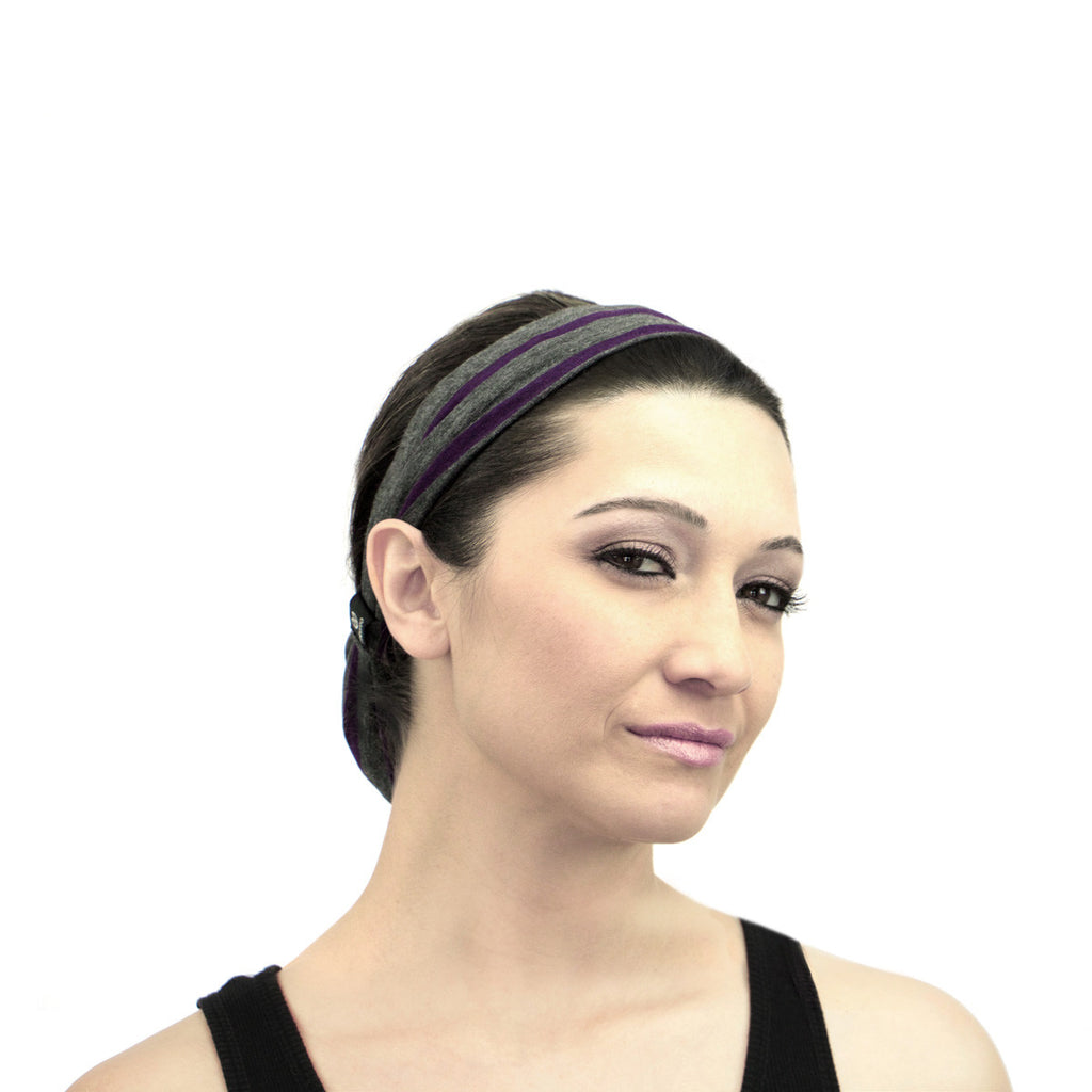 Rokaroo Headband - Grey with Purple Stripes
