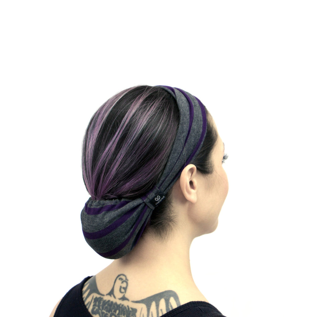 Rokaroo Headband - Grey with Purple Stripes