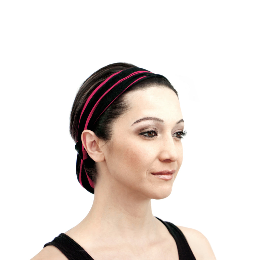 Rokaroo Headband - Black with Pink Stripes
