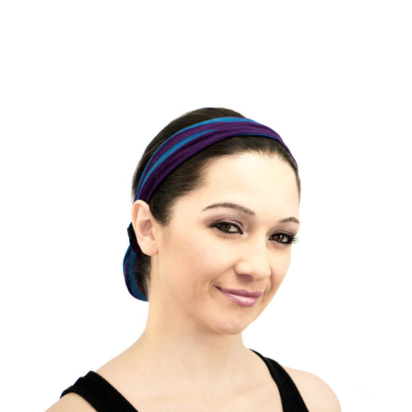 Rokaroo Headband - Purple with Blue Stripes
